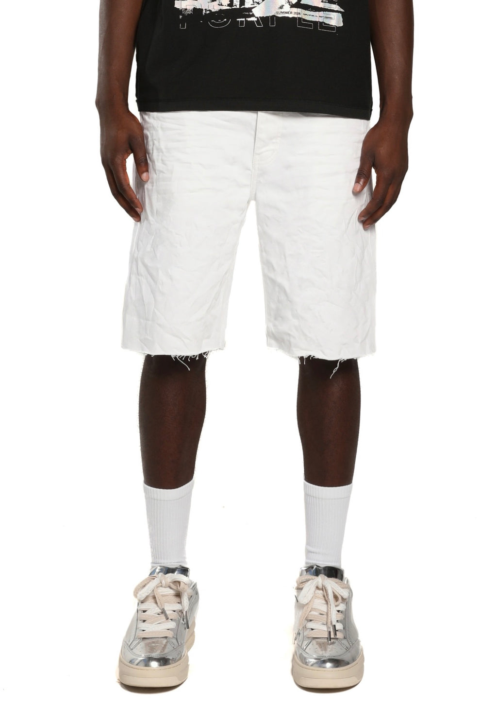 PURPLE LABEL OPTIC JEAN SHORTS