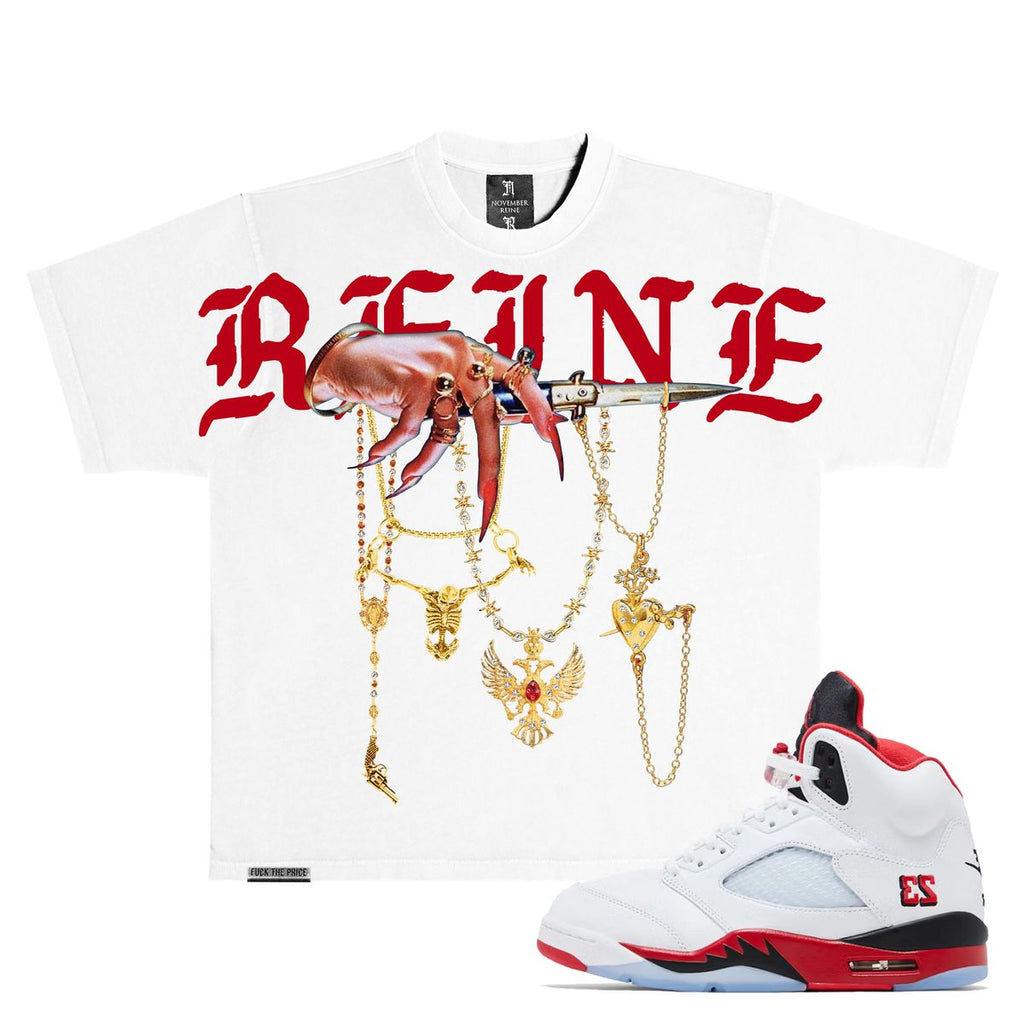LUXURY HEAVYWEIGHT TEE WHITE AND RED