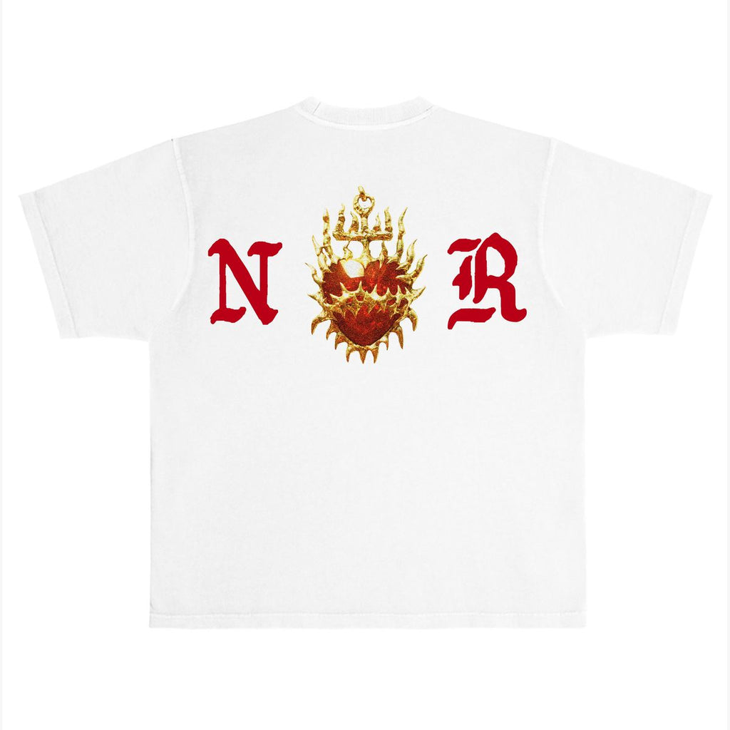 LUXURY HEAVYWEIGHT TEE WHITE AND RED