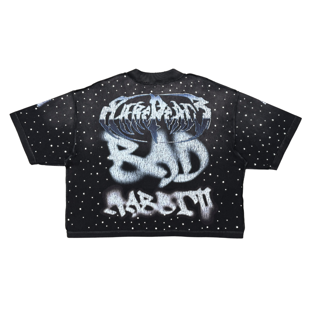 FUTURISTIC TEE W/ RHINESTONE DETAILS