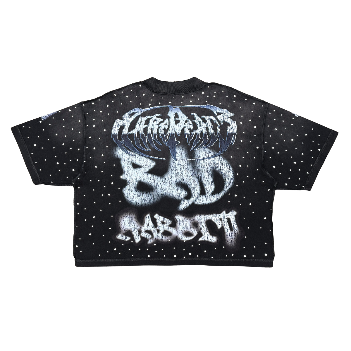 FUTURISTIC TEE W/ RHINESTONE DETAILS