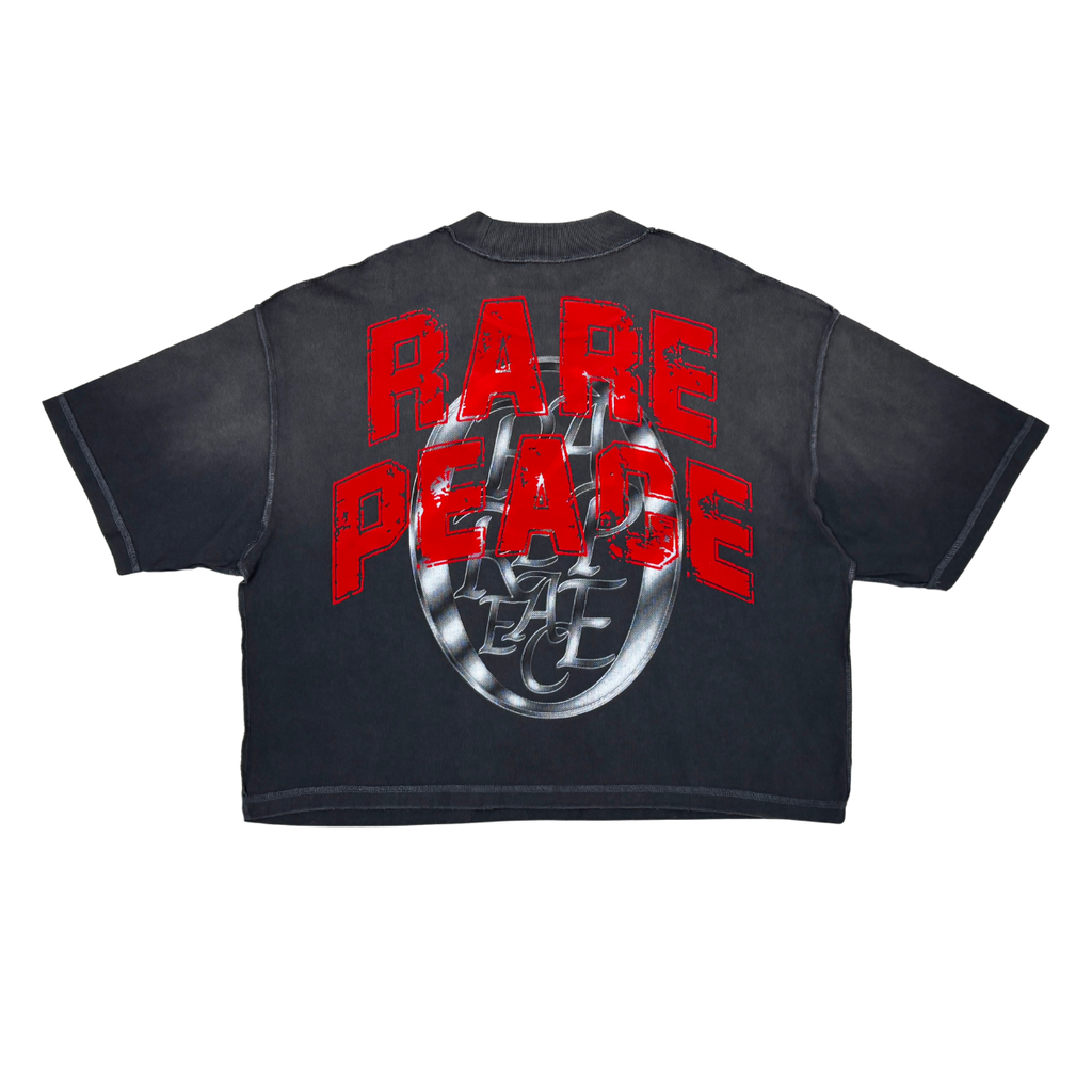 WASHED HEAVY TEE W/ FLOCKING + RHINESTONE DETAILS