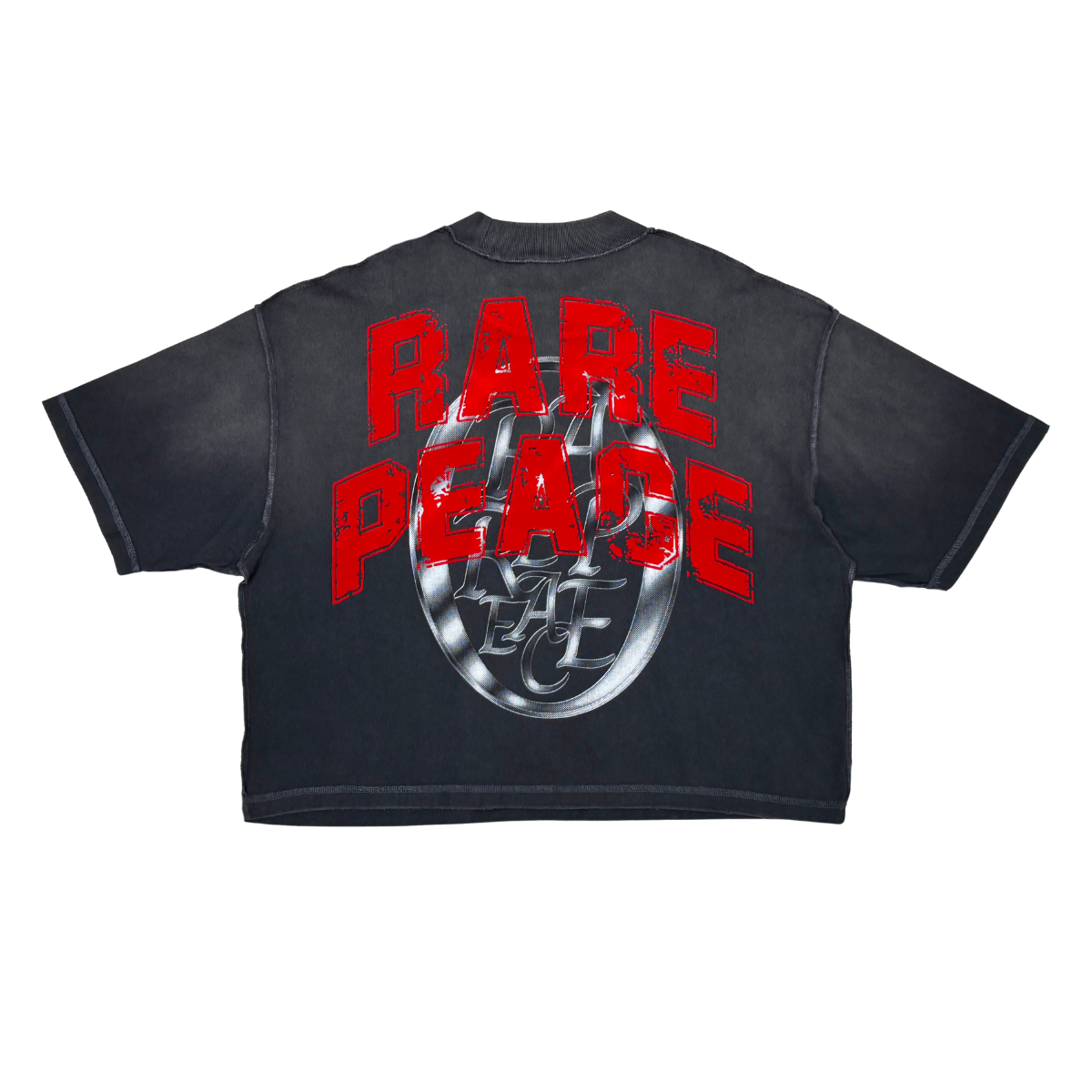 WASHED HEAVY TEE W/ FLOCKING + RHINESTONE DETAILS