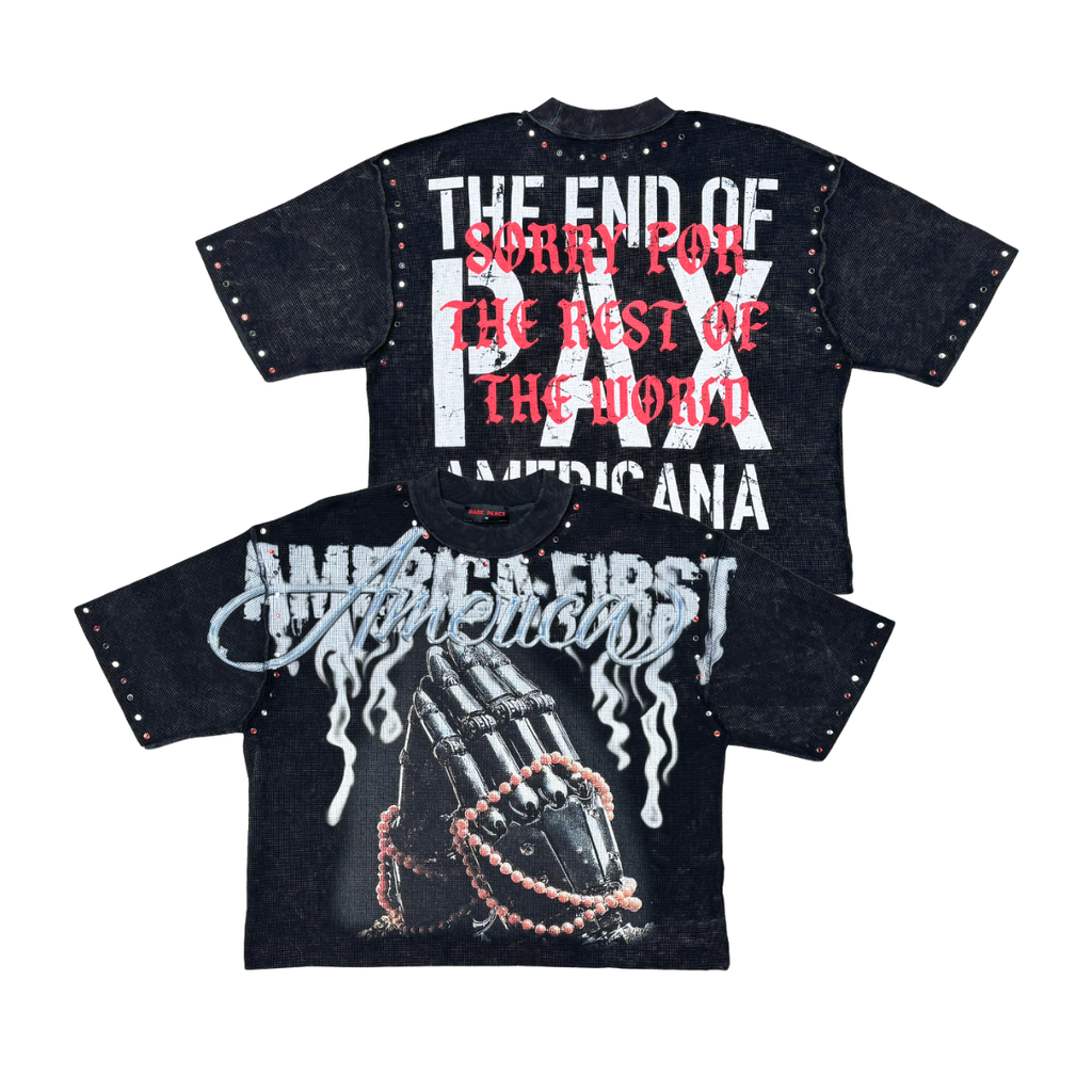 PRAYER HANDS WAFFLE TEE W/ RHINESTONE DETAIL