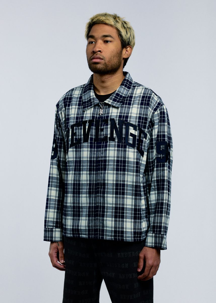 REVENGE VALKYRIE EMBROIDERED FLANNEL NAVY/WHITE