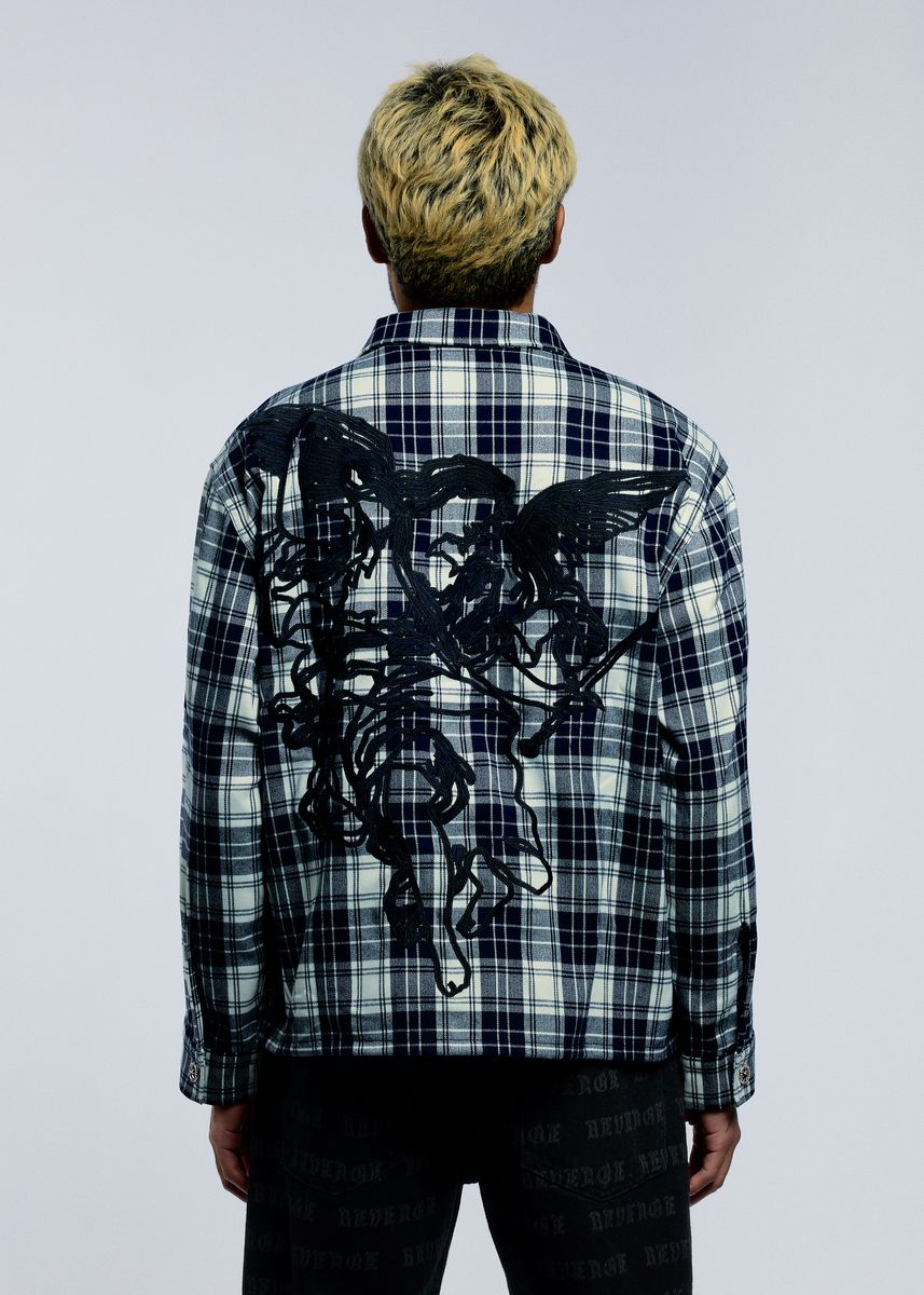 REVENGE VALKYRIE EMBROIDERED FLANNEL NAVY/WHITE